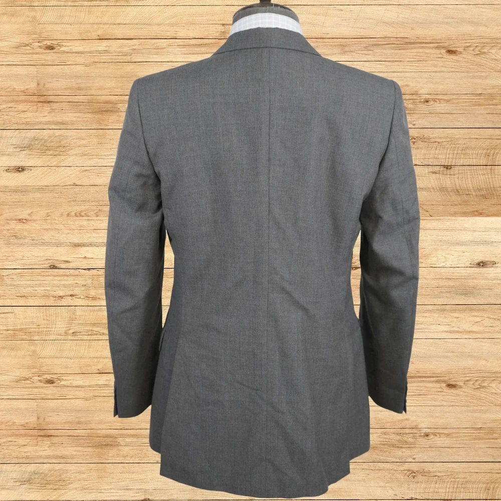 Yves Saint Laurent Vintage 1980s Solid Gray 2-Btn Suit Jacket Made in France YSL